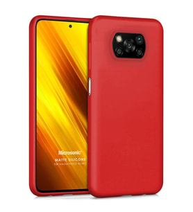 Microsonic Matte Silicone Xiaomi Poco X3 Pro Kılıf Kırmızı