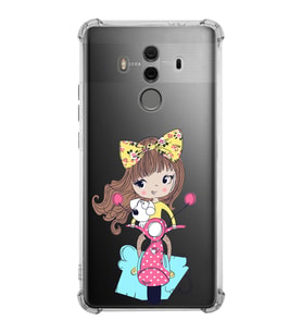 Huawei Mate 10 Pro Uyumlu Köşe Korumalı Antişok Kapak Vespagirl Tasarımlı Şeffaf Silikon Kılıf