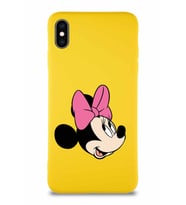 Apple iPhone XS Max Soft Premier Kapak Minnie Mouse-A Tasarımlı Silikon Kılıf - Sarı (Şeffaf)