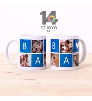 Stüdyo 14 Baba Yazlı 5 Fotoğralı Kişiye Özel Kupa -Mug Babalaer Günü Hediyesi