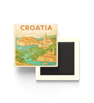 Hırvatistan - Croatia - Paper Cut Art - Baskılı Buzdolap Magneti Kare - 9x9 cm