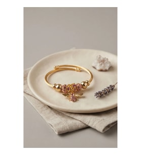 Mey İthalat® Pembe Arı Model Gold Renk Charm Bileklik
