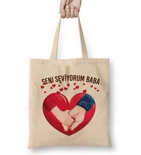 Babalar Günü Babaya Hediye 0017 Bez Çanta Uzun Saplı