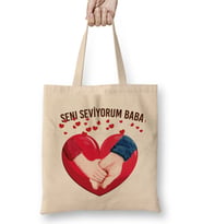 Babalar Günü Babaya Hediye 0017 Bez Çanta Uzun Saplı