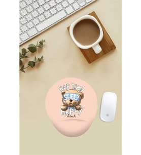 Uyuyan Teddy Desenli Bilek Destekli Mouse Pad