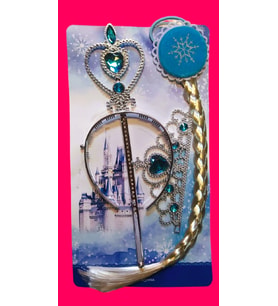 MONİCATİME  Karlar Ülkesi Frozen Elsa Anna Sihirli Asa Saç Ve Taç Seti (MAVİ) (Pembe)