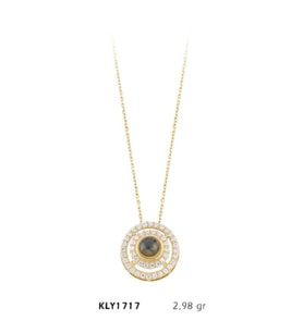 14 Ayar Taşlı Halka Kolye KLY1717 (Çok Renkli)
