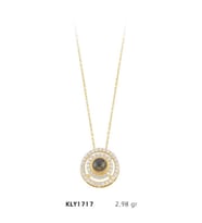 14 Ayar Taşlı Halka Kolye KLY1717 (Çok Renkli)