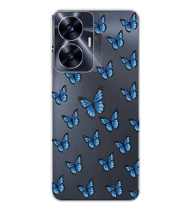 Realme C55 Uyumlu Kelebek Desenli Şeffaf Telefon Kılıfı