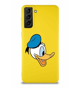 Samsung Galaxy S21 Plus Soft Premier Kapak Donald Duck-F Tasarımlı Silikon Kılıf - Sarı (Şeffaf)