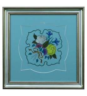e38 EL İŞÇİLİĞİ TEZHİP ÇİÇEK BUKETİ TABLO 40 x 40 cm - 5967
