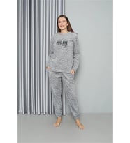 pilelistore- Polar Kadın Pijama Takımı Gri