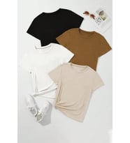 Unisex Basic Model 4'lu Tshirt (Bej)