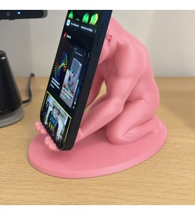 3D Baskı Goril Telefon Tutucu - Kaslı Goril Masaüstü Telefon Standı-Pembe