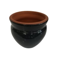 ANTRASİT RENK SIRLI EL YAPIMI KÜÇÜK BOY TOPRAK SAKSI (12*12 CM)
