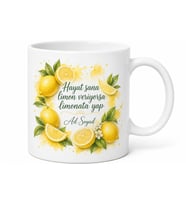 Sevenlere Limon Sıkılmış Kabuğu Yaz Temalı Özel Tasarım Kupa Bardak Hediye