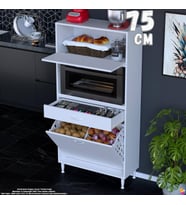 Eliusta Meva 75 cm Çekmeceli Fırın Dolabı Sepetli Çok Amaçlı Mutfak Kiler Oyuncak Banyo Dolabı 75x163x32 cm