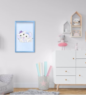 BK Home Sevimli Fil Tasarımlı Dekoratif Mavi Ahşap Çerçeveli Çocuk Odası Tablo-7