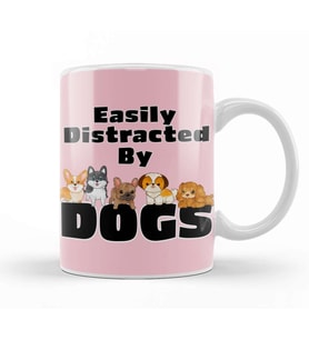 Easily Distracted by Dogs Puppy Lover 01 Kupa Bardak Porselen