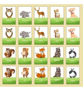 Zeka Kartları Orman Hayvanları Eşleştirme Oyunu Ahşap Eğitici Puzzle Oyuncak