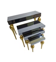 Dresuar-Zigon 18216 Tombul ayak Model Kayın MDF tabla Parlak gold Füme cam kaplam