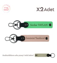Sevgiliye Anlamlı Armağan, İsimli & Soyisimli 2’li Anahtarlık Hediye, Yavru Ağzı-F Yeşil-Sütlü Kahve