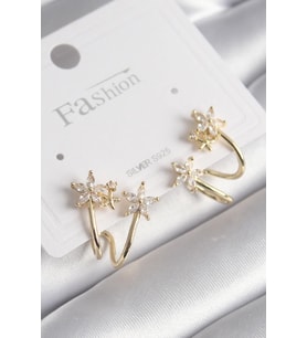 Pirinç Gold Renk Zirkon Taşlı Çiçek Model Kadın Küpe 5886 - HPSBYI5700-6364