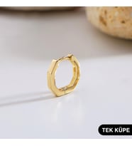 14 Ayar Altıgen Minik Tek Halka Altın Küpe 0,51 gr