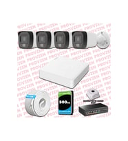 Provzen Hikvision 4 Kameralı IP Full HD Renkli Güvenlik Kamerası Mikrofonlu