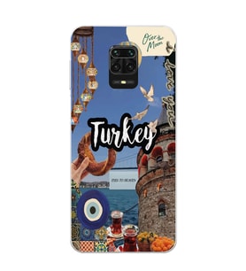 Redmi Note 9 Pro / 9s Uyumlu Türkiye Kolaj Tasarımlı Şeffaf Telefon Kılıfı