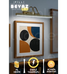 Şerit LED Pilli Parlak Gold Kasa Beyaz Led Flüt Tablo Aplik Banyo Ayna Üstü Aydınlatma