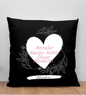 BK Gift Kişiye Özel İsimli Anneler Günü Tasarımlı Siyah Kırlent Yastık, Anneye Hediye, Ev Dekorasyonu, Anneler Günü Hediyesi-2