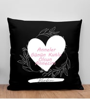 BK Gift Kişiye Özel İsimli Anneler Günü Tasarımlı Siyah Kırlent Yastık, Anneye Hediye, Ev Dekorasyonu, Anneler Günü Hediyesi-2