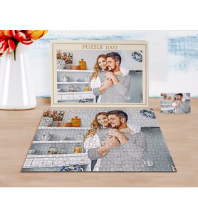 BK Gift Kişiye Özel Tam Boy Sevgililer Karikatürlü 1000 Parça Profesyonel Puzzle-1