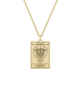 Kişiye Özel 925 Ayar Gümüş Death Tarot Kolye (Gold)
