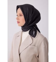Klasik Desen İpek Twill Eşarp  - 2026 İlkbahar-Yaz (T)  4317 (Siyah)