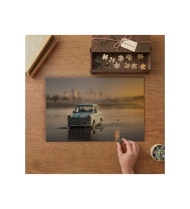Deniz Kıyısında Nostaljik Araba Tasarımı 240 parça Ahşap Puzzle Ahşap Kutuda MP04048