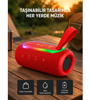 Taşınabilir Mini Bluetooth Hoparlör Güçlü Ses Ve Şık Kırmızı Tasarım