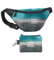 Coral High Erkek Çocuk Turkuaz Gri Batik Desenli Bel Çantası ve Bozuk Para Cüzdanı Set