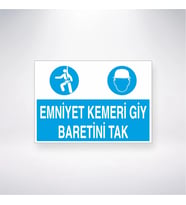 Emniyet Kemeri Giy Baretini Tak 21x28 Arkası Yapışkanlı Levha