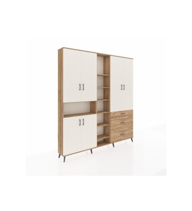 Arges Dolap 13 Raflı 3 Çekmeceli 6 Kapaklı 220x30x243 Çam-Aytaşı/Çam