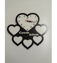 Canım Ailem Çerceveli Duvar Saati  Kişiye özel isim