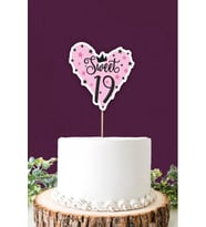 Sweet 19 pembe-siyah Pasta Süsü *Kalın Kağıt