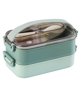 Lunchbox Çelik Beslenme Kabı 2 Kat 1200 Ml Yemek Kabı Yeşil