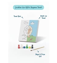 Sevimli Kuzu Boyama Tuvali – Şövalesiz Boya Seti 20x20
