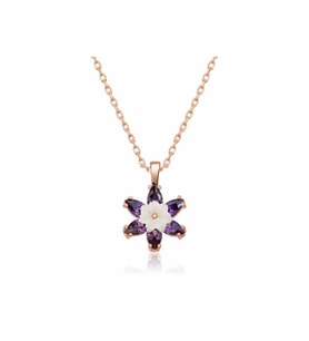 Gümüş Rose Mor Lotus Çiçeği Kolye CSR2180777