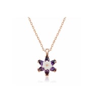 Gümüş Rose Mor Lotus Çiçeği Kolye CSR2180777