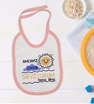 BK Kids Kişiye Özel Pembe Bebek Mama Önlüğü - Model 94