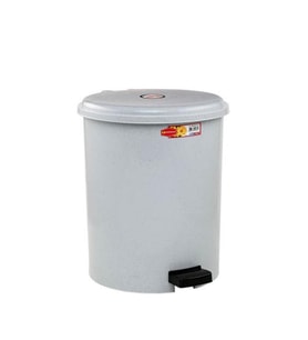 Omnipazar SY-4232 Gri Pedallı Yuvarlak Çöp Kovası İç Kovalı 25 Litre