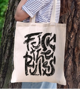 BK Gift Fcuk Tasarımlı Kanvas Bez Çanta, Baskılı Omuz Çantası, Alışveriş Çantası, Plaj Çantası, Arkadaşa Hediye-12
